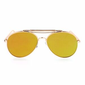 Fire‎ Sunglasses Gold Frame Yellow Mirrored Lens Fashion Street Wear Shades New